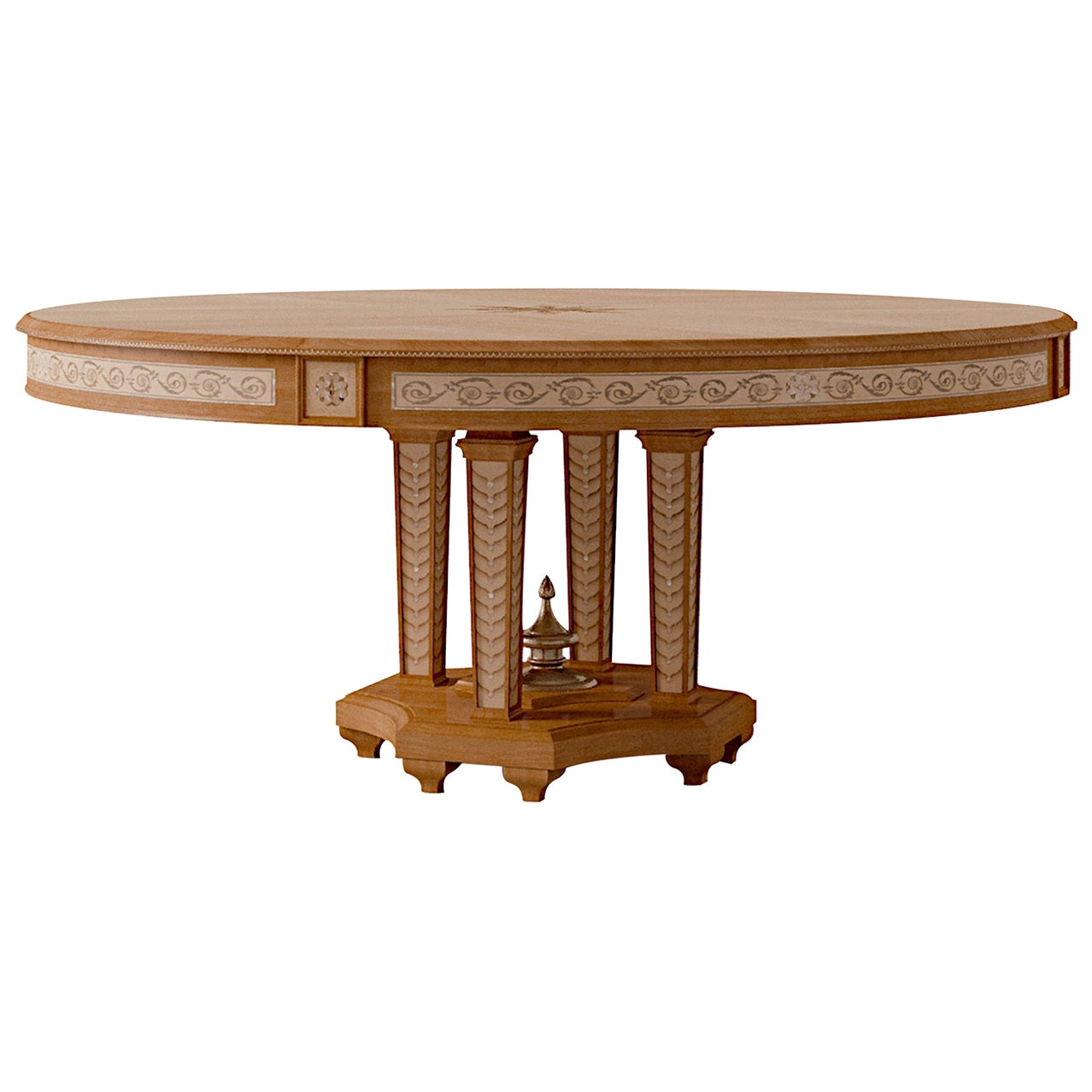 Round Black-Stained Maple Column Dining Table by BlackTable Studio For