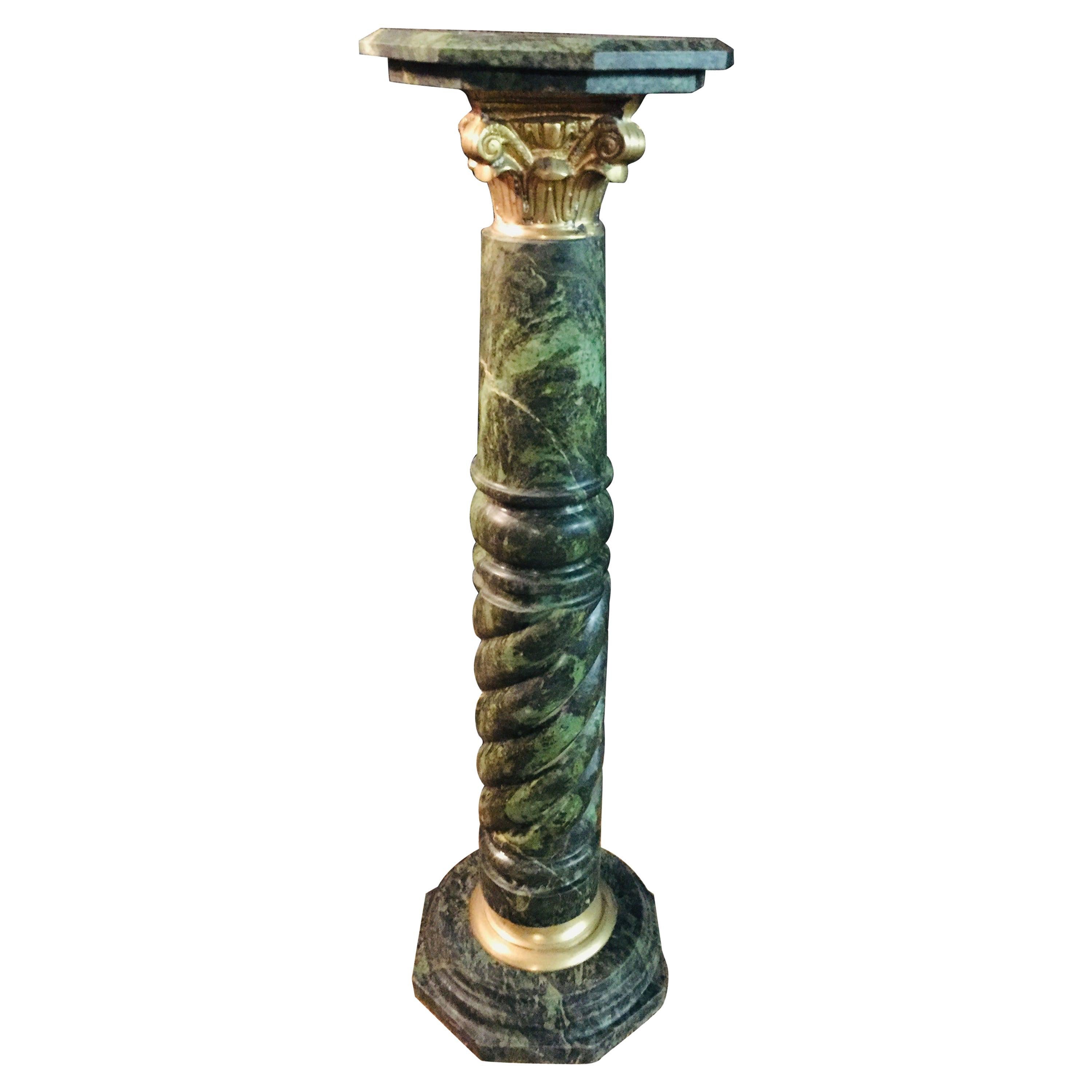 20th Century Marble Pillar/Column in Antique Louis XV Style Bronzed For Sale