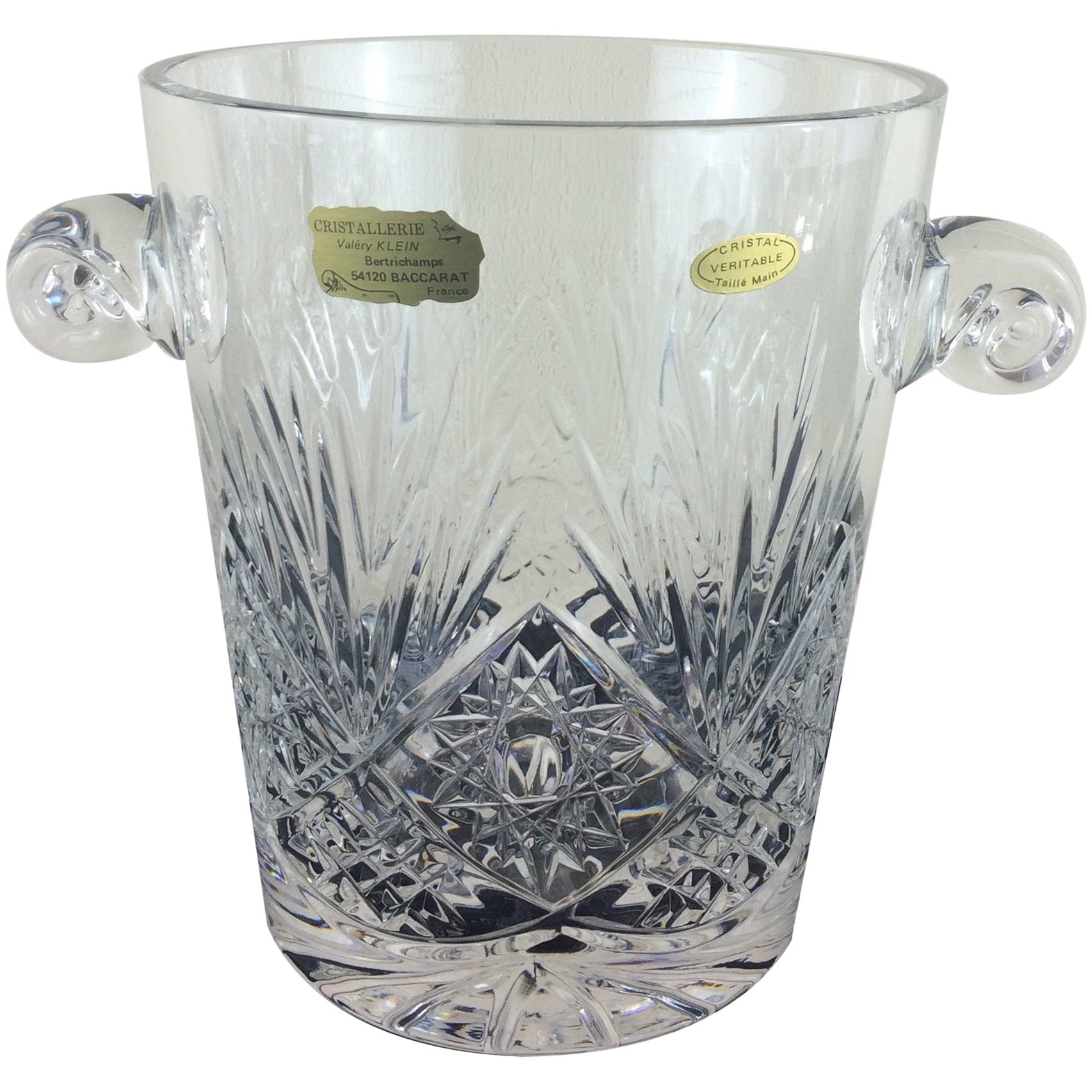 French Vintage Baccarat Heavy Crystal and Bronze Ice Bucket/Champagne