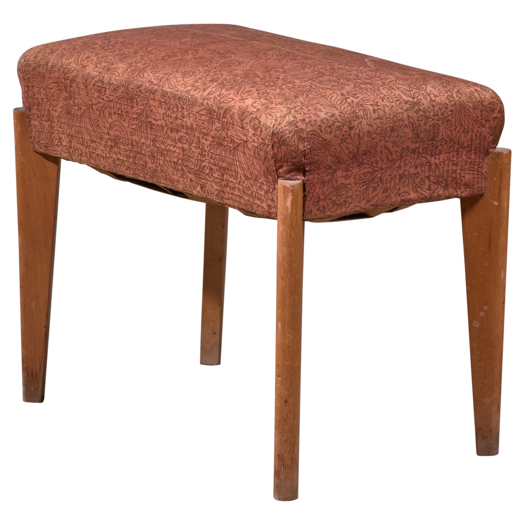 Oak Piano Stool or Ottoman with Thick Cushion For Sale