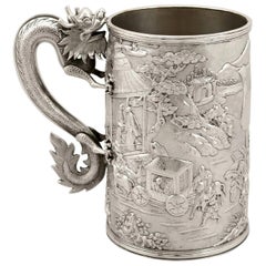 Chinese Export Silver Mug Antique, Circa 1900