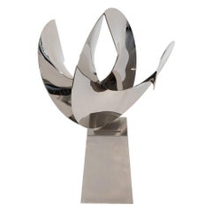Vintage Gary Slater Abstract Polished Steel Sculpture