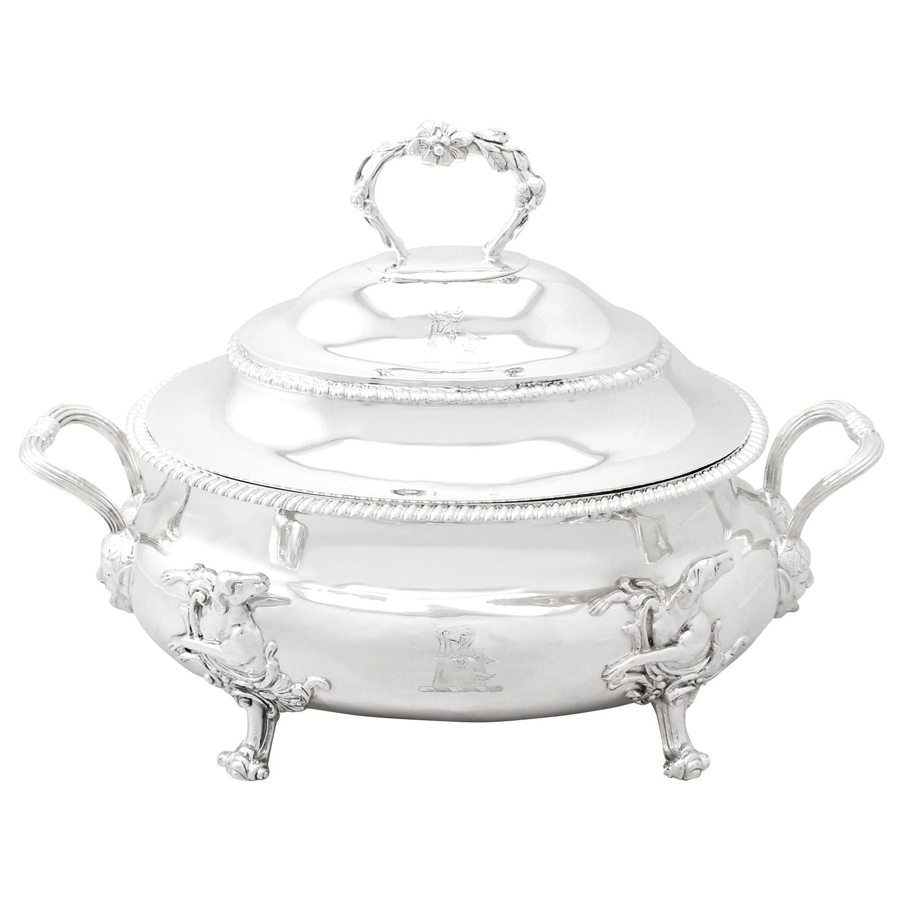 Antique English Soup Tureen Centerpiece, Spode, circa 1840 Hunter Green