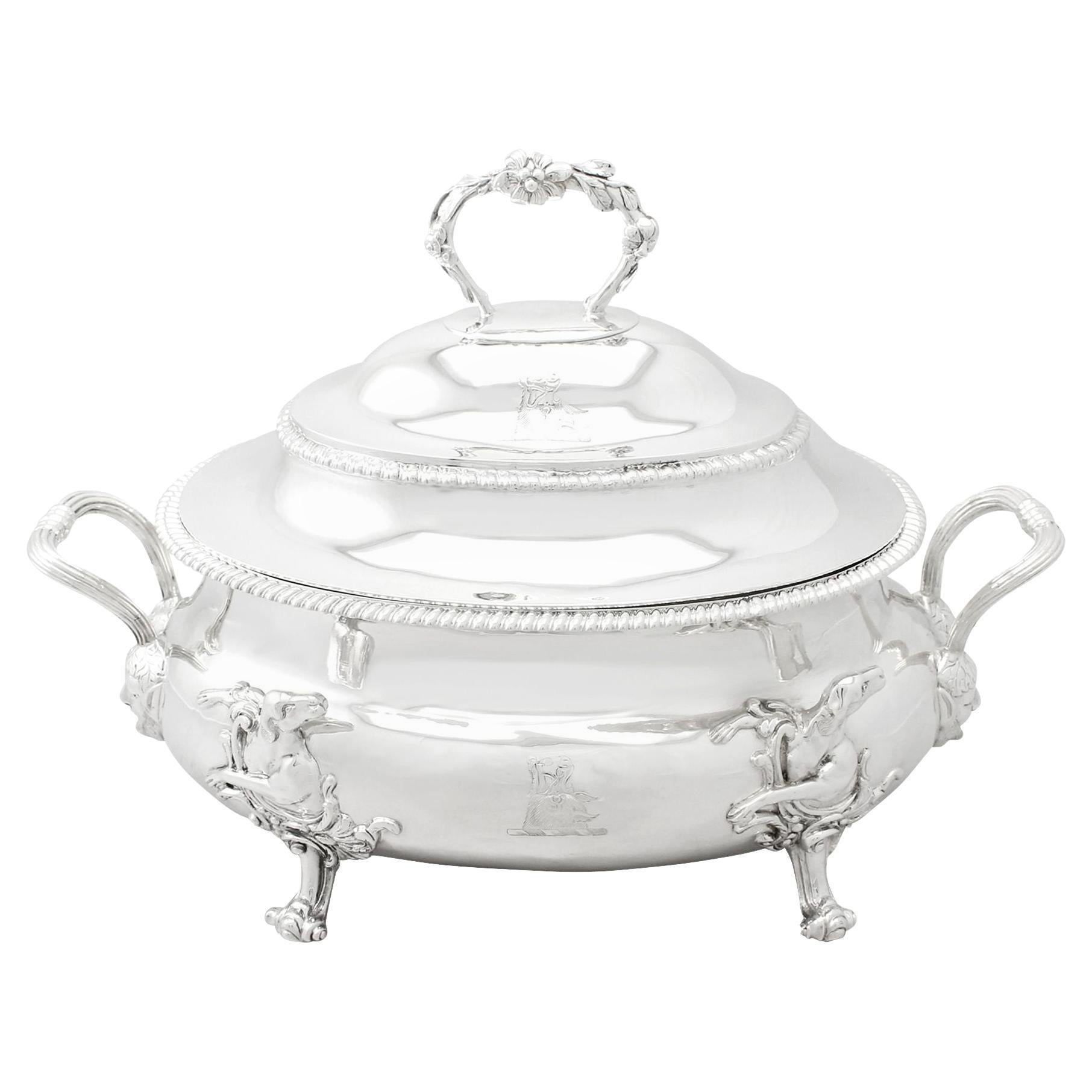 Antique Georgian English Sterling Silver Soup Tureen For Sale