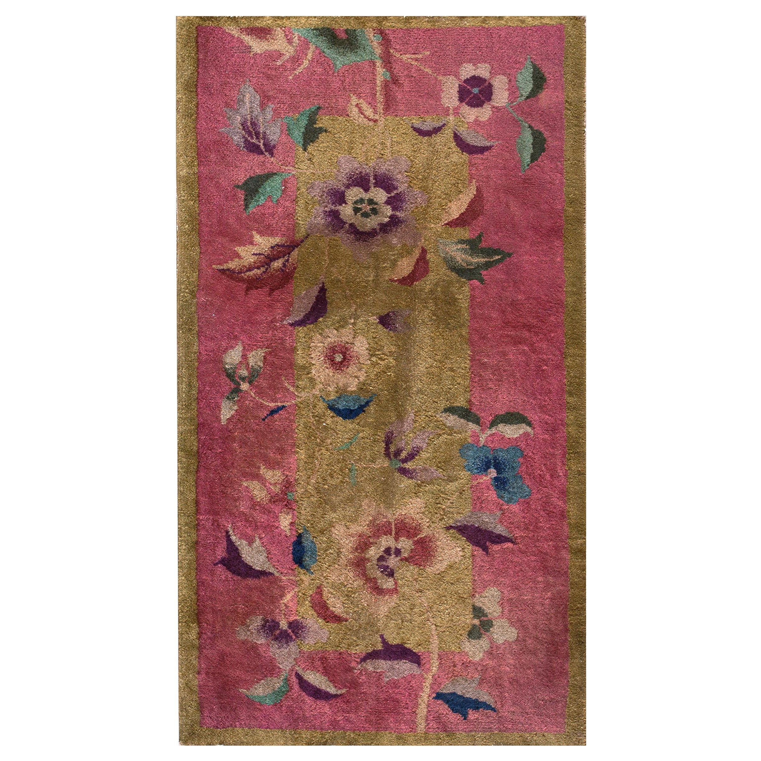 1920s Chinese Art Deco Carpet ( 2' 2" x 3' 9" - 66 x 114 cm ) For Sale