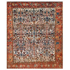 Tapis persan en laine et soie Sarouk Farahan du 19ème siècle ( 8'4" x 9'6"-254 x 290 )