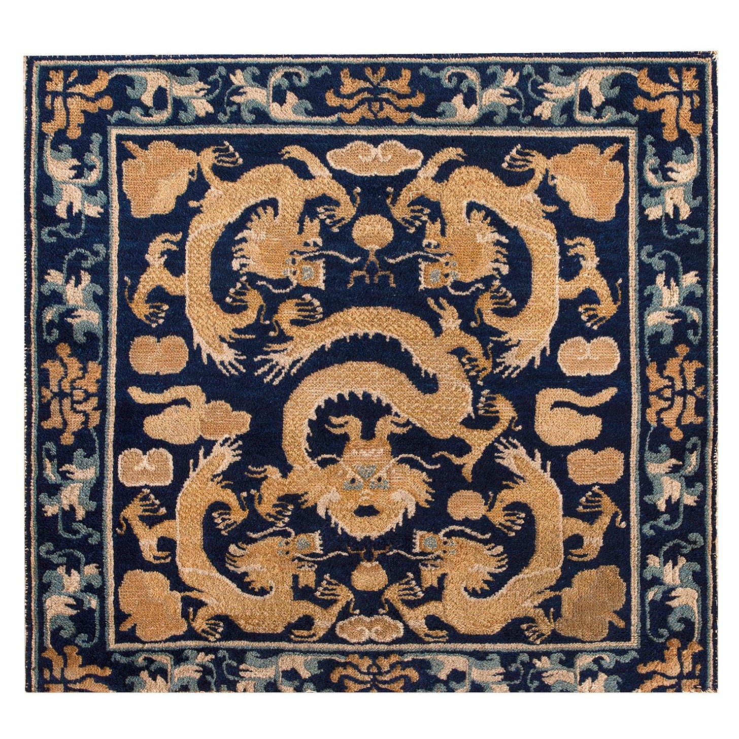 Antique Chinese Ningxia Rug 2' 9" x 2' 11" For Sale