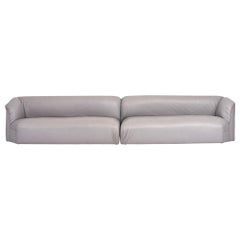 Postmodern 2 Piece Gray Leather Sectional Sofas