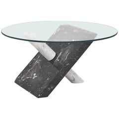 Modern Italian Black and white Marble Side Table, 1970