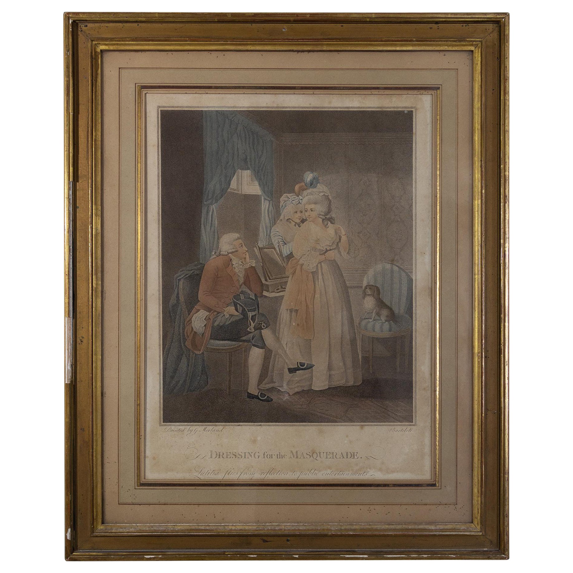  Engraving "Dressing For The Masquerade" Late 18th by Bartolozzi GEORGE MORLAND For Sale