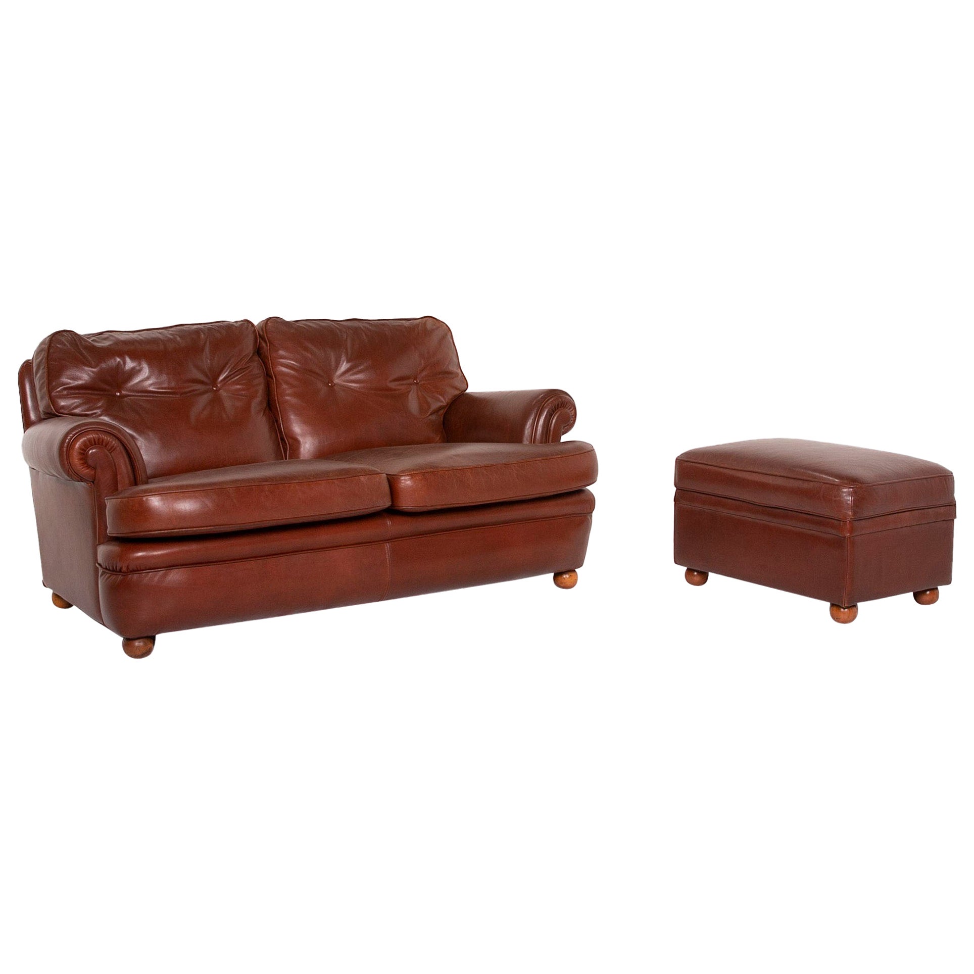 TwoSeat Sofa by Pierre Chapo Solid Elm and Cognac Leather at 1stDibs
