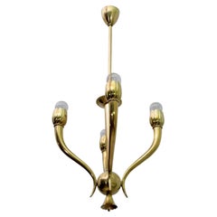 Art Deco Italian Brass Chandelier, 1940s
