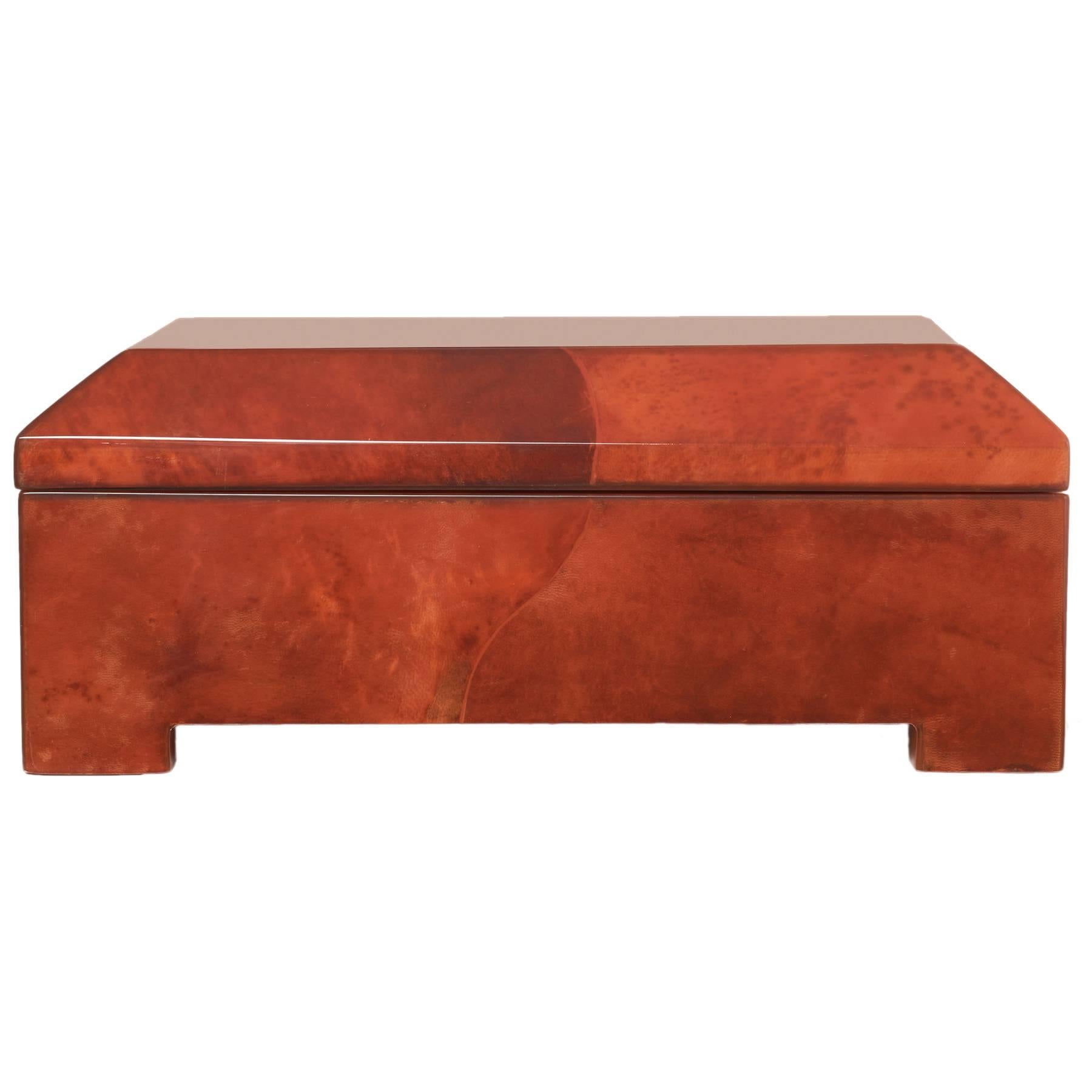Blood Red Parchment Wrapped Casket Jewelry Box by Maitland-Smith