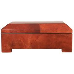 Blood Red Parchment Wrapped Casket Jewelry Box by Maitland-Smith