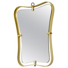 20th Century Fontana Arte Wall Mirror with Frame in Shaped Brass