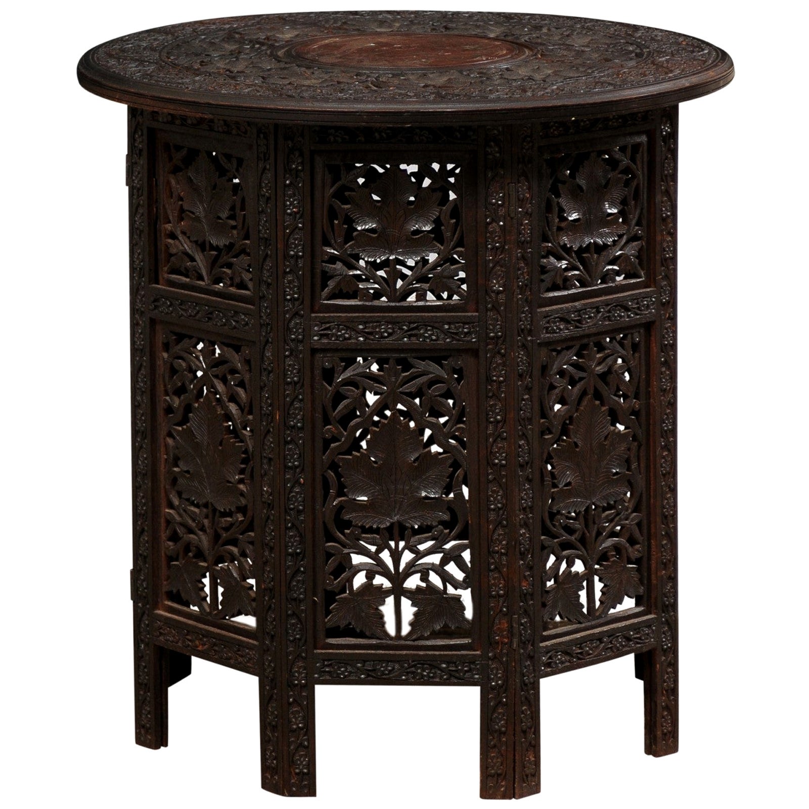 AngloIndian Inlaid Octagonal Folding Tea Table at 1stDibs