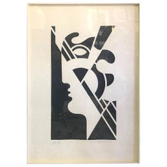 Roy Lichtenstein Signed Embossed Graphite Limited Print Modern Head #5, 1970