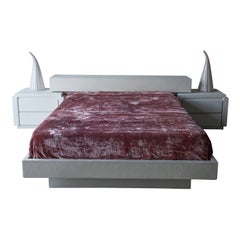 Postmodern Minimalist Plaster Platform Bed Set