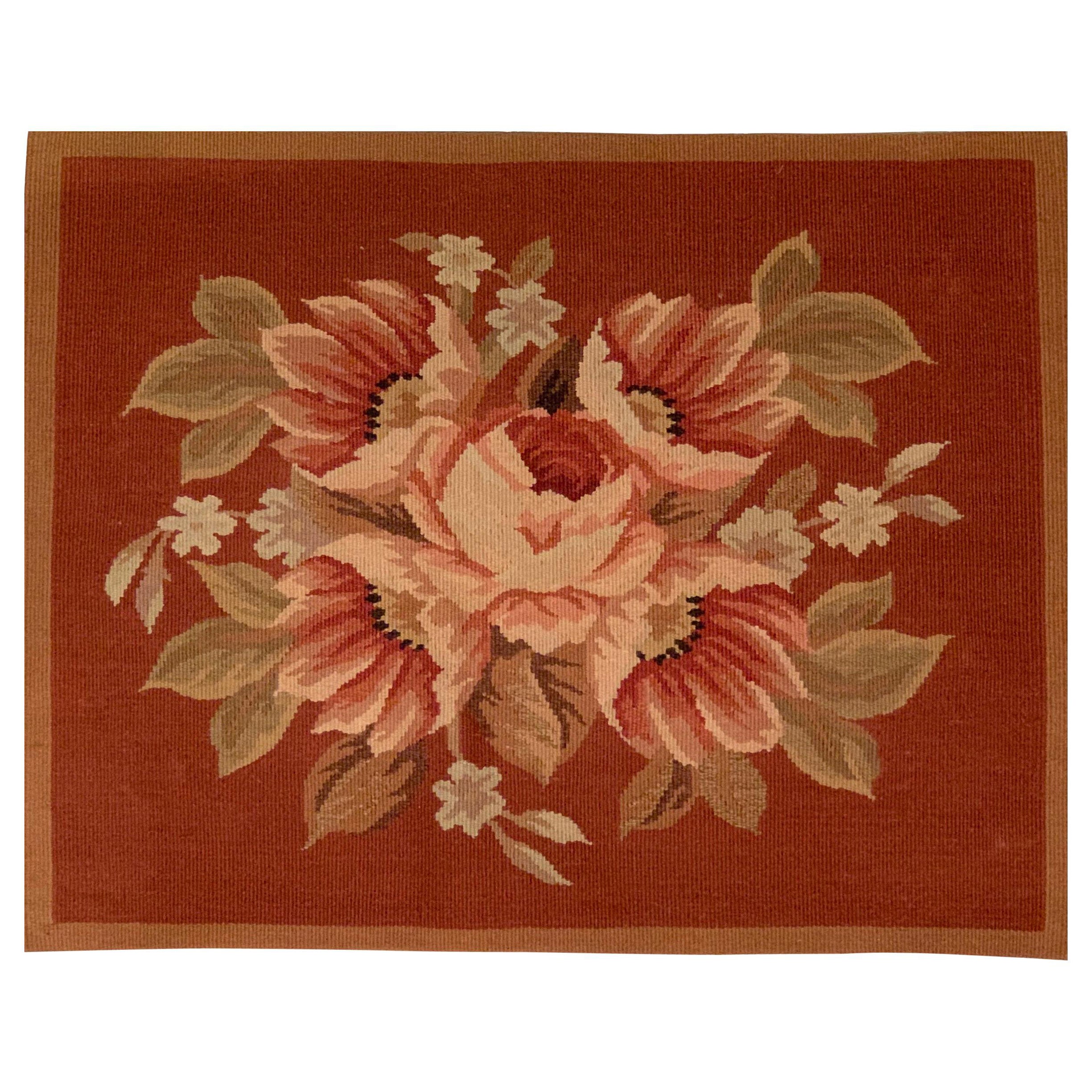 Floral French Provincial Needlepoint Lumbar Pillow For Sale