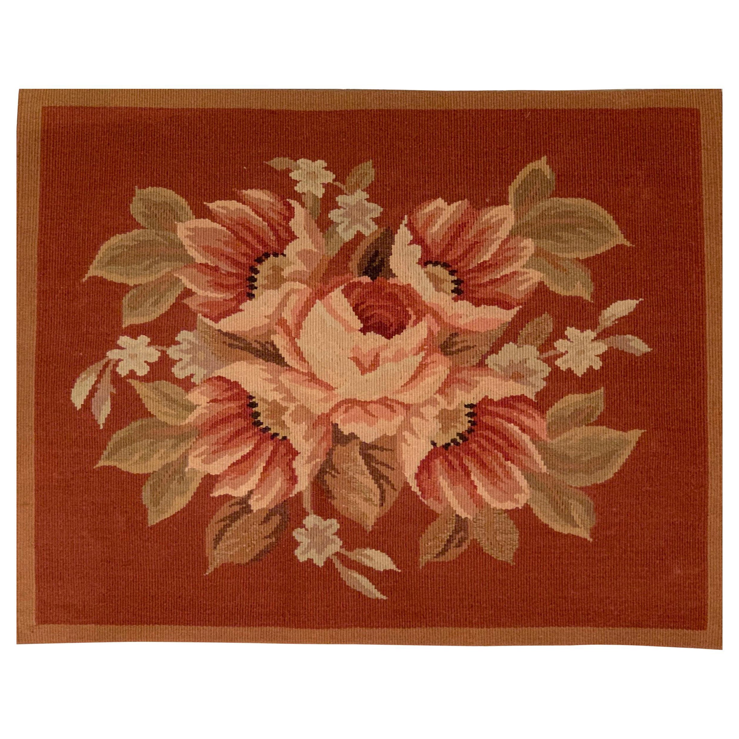 Floral French Provincial Needlepoint Lumbar Pillow