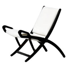 Gio Ponti Ninfea Sillas plegables de madera y tela blanca by Reguitti Años 60 Italia