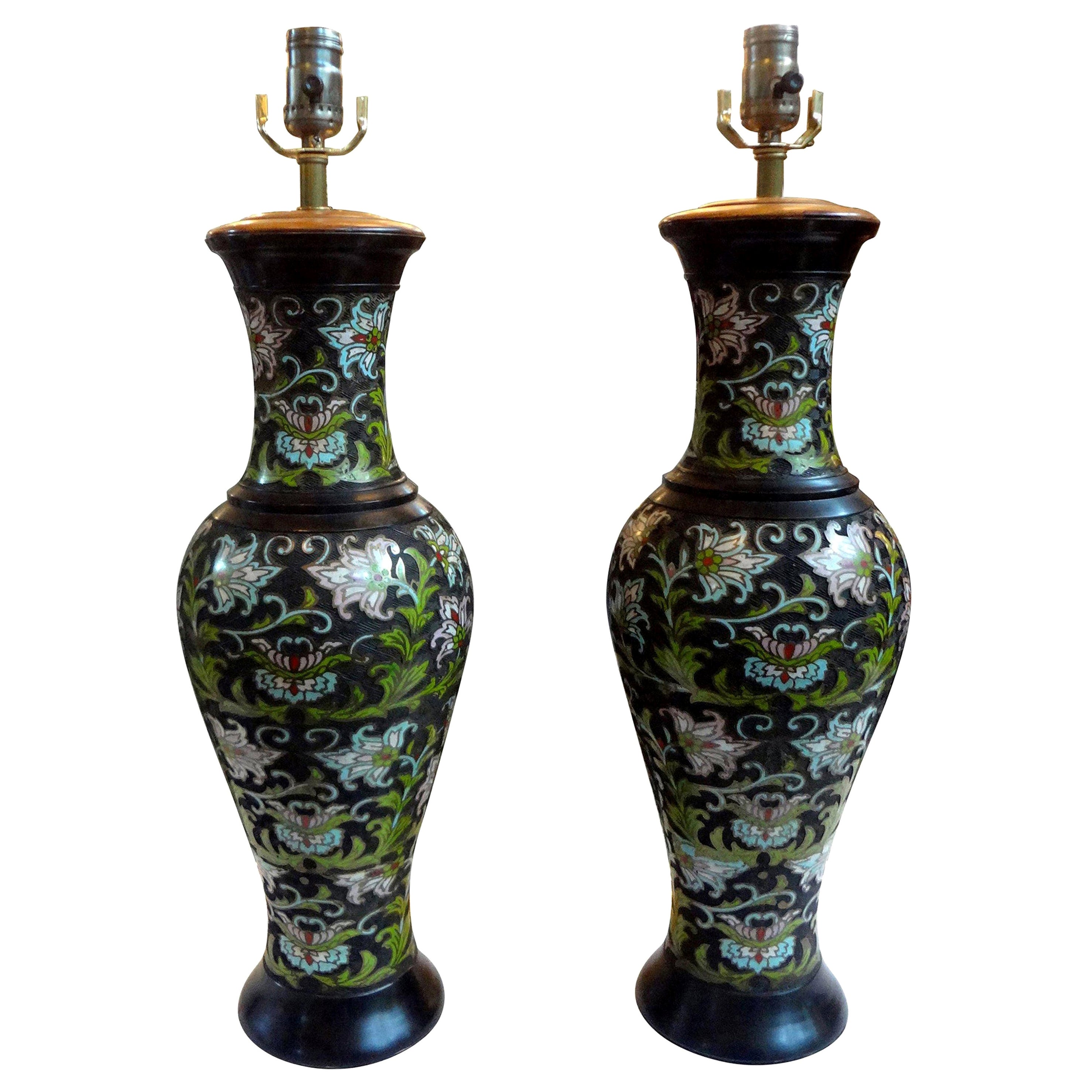 Antique Chinese Cloisonné Vase Table Lamp at 1stDibs