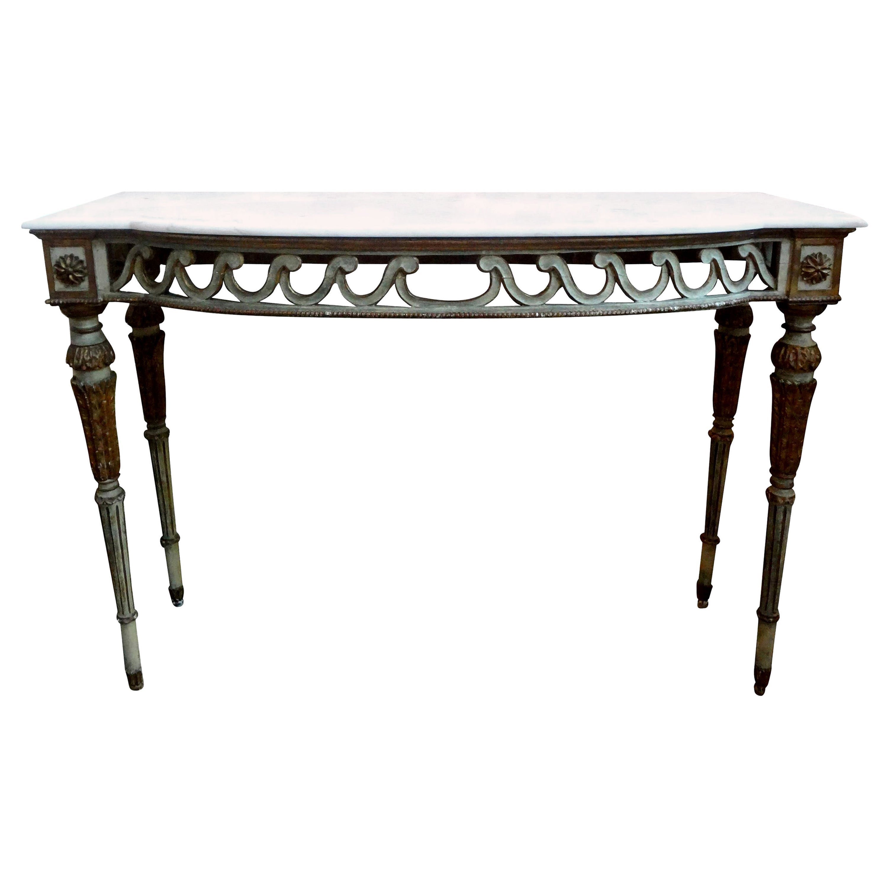 19th Century Italian Louis XVI Style Painted and Parcel-Gilt Console Table