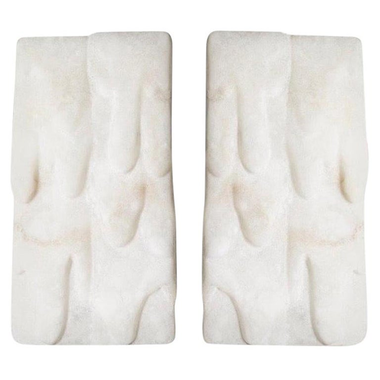 Bespoke Minimalist Italian Neoclassical Drop Decor White Alabaster Modern Sconce