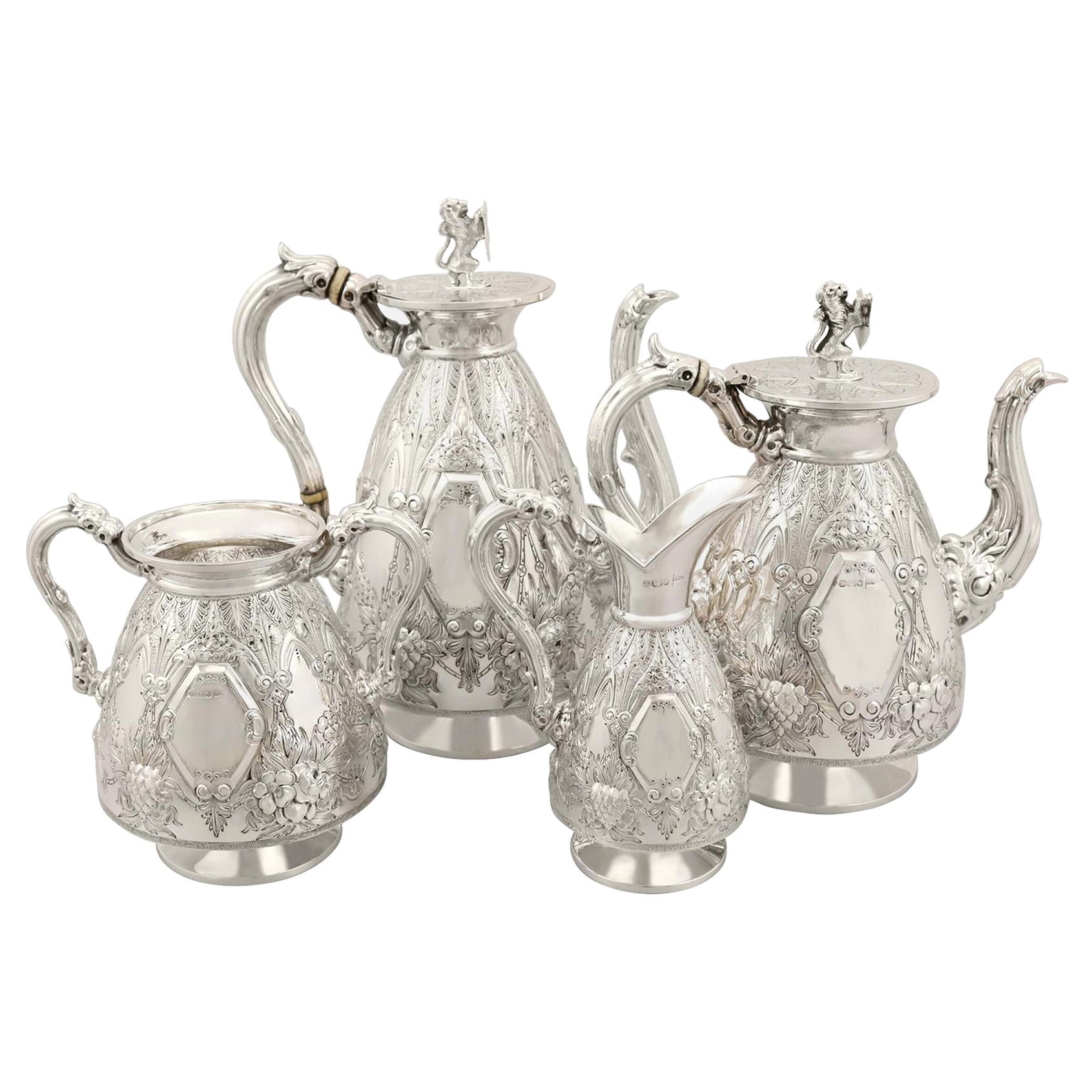 Antique Victorian Sterling Silver FourPiece Tea and Coffee Service at 1stDibs