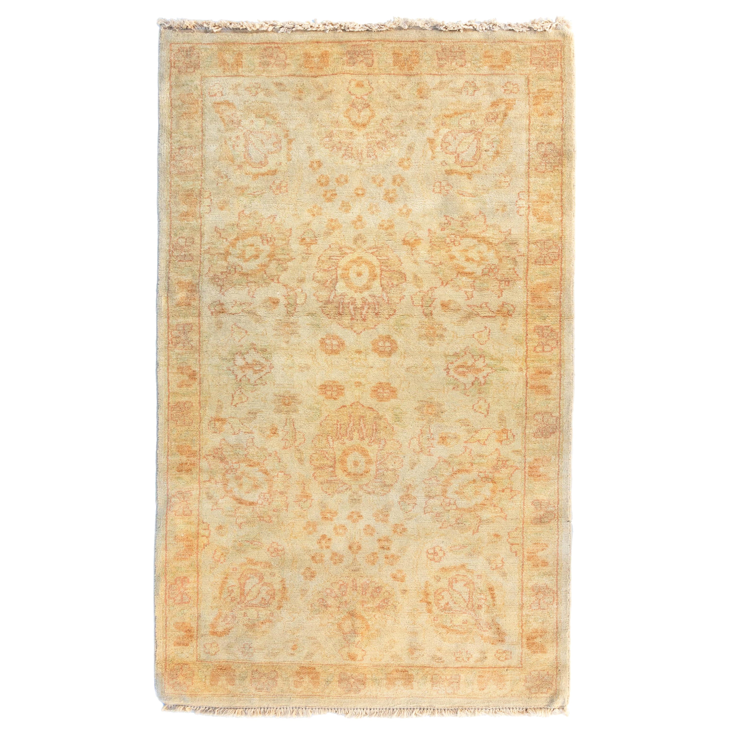 Late 20th Century Handmade Floral Ivory Egyptian Rug Persian Sultanabad Design