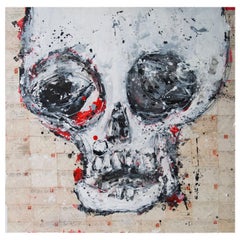 Antique Aaron Bueso Skull Love Lettering Painting Artwork, Spain, 2018