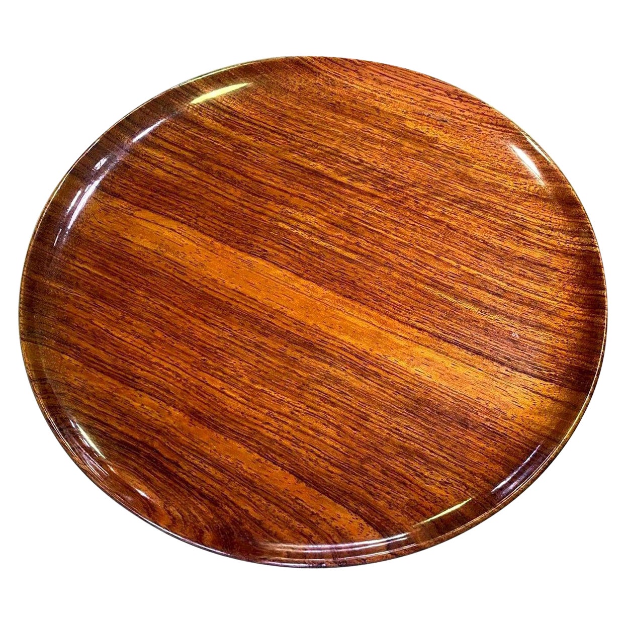 Bob Stocksdale Signed Mid-Century Modern Turned Exotic Wood Charger Platter For Sale