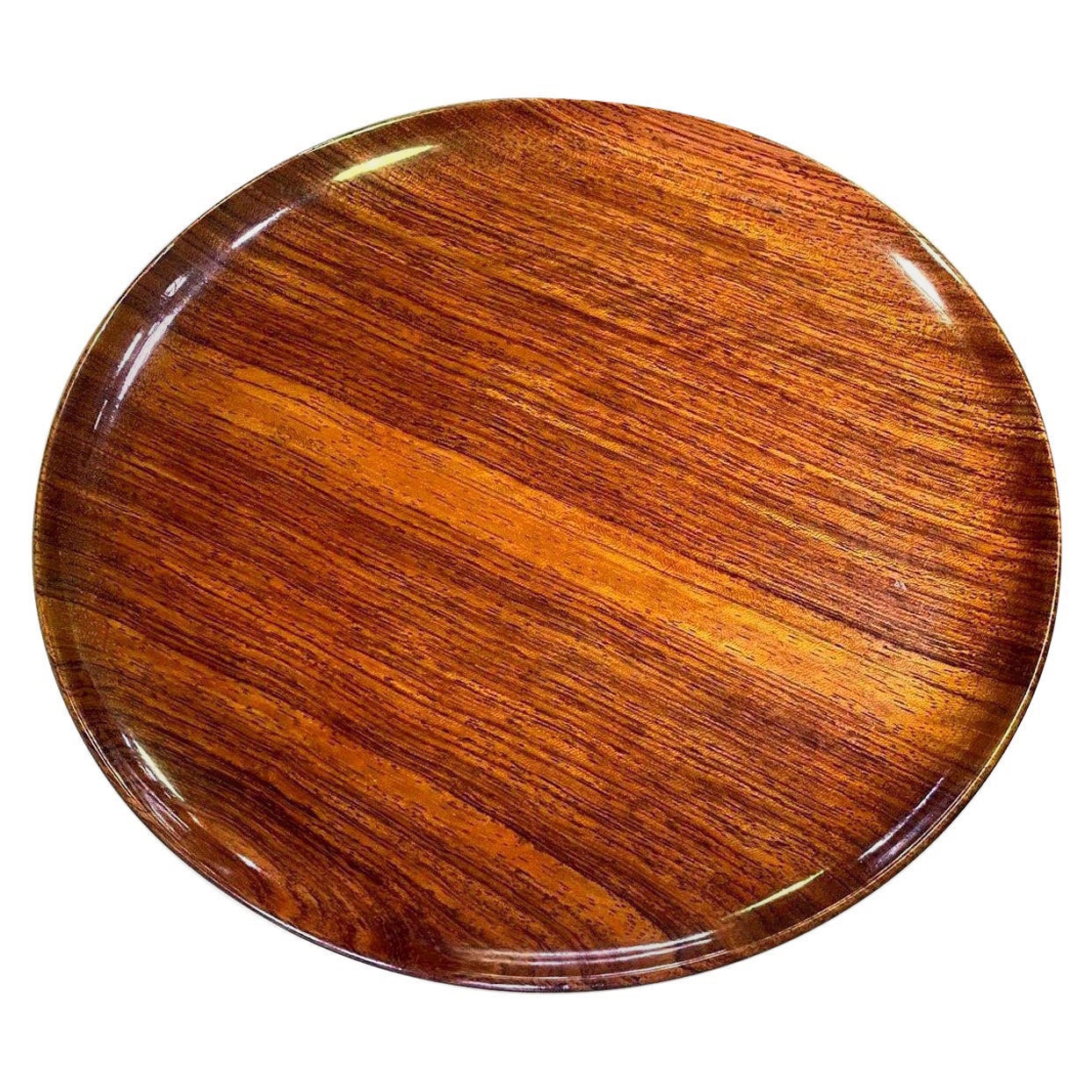 Bandeja de madera exótica torneada, moderna de mediados de siglo, firmada por Bob Stocksdale en venta
