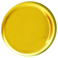 Miroir français sculptural concave en verre jaune