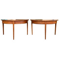 Pair of 19th Century American Maple Demilune Console Tables
