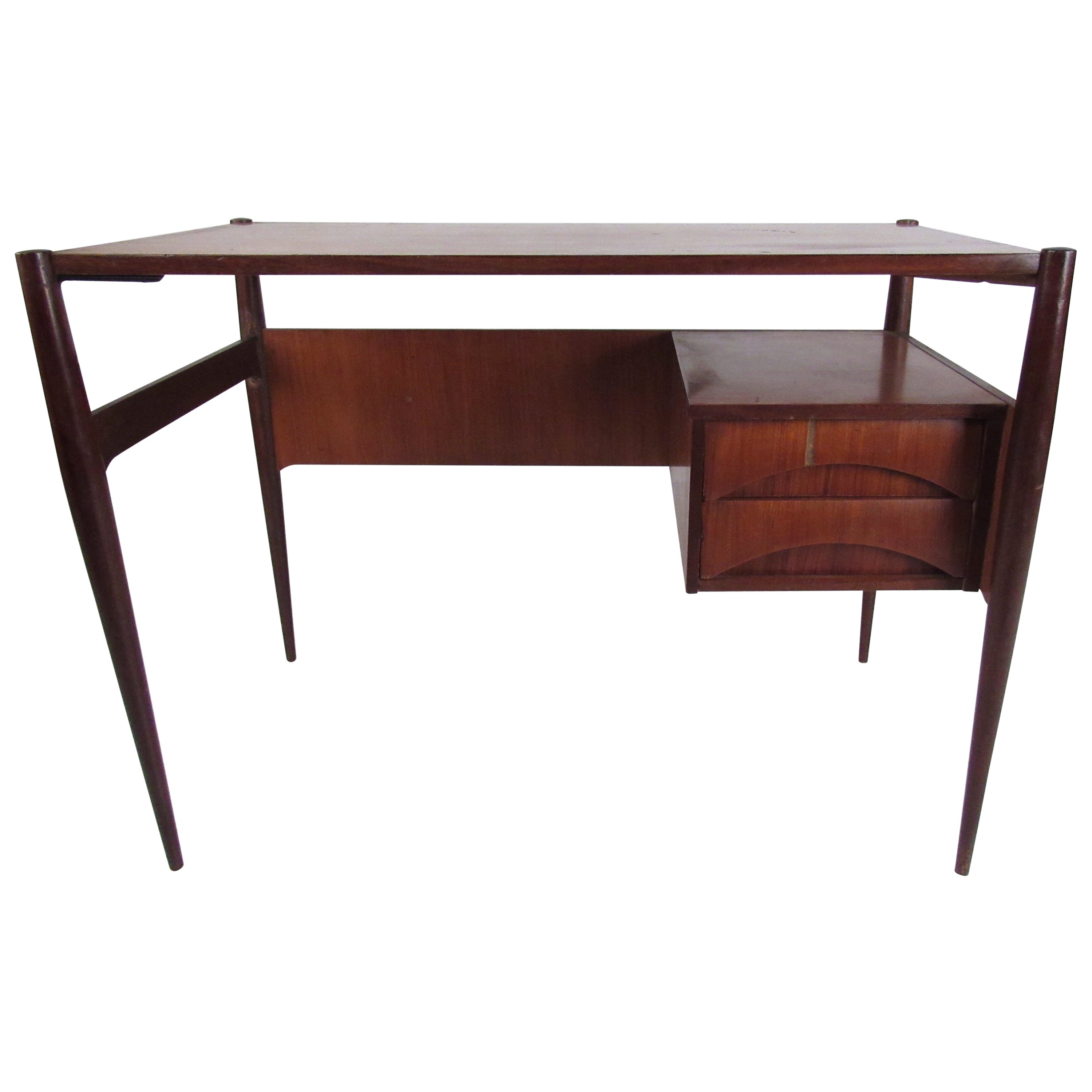 MidCentury Modern Walnut Writing Desk at 1stDibs