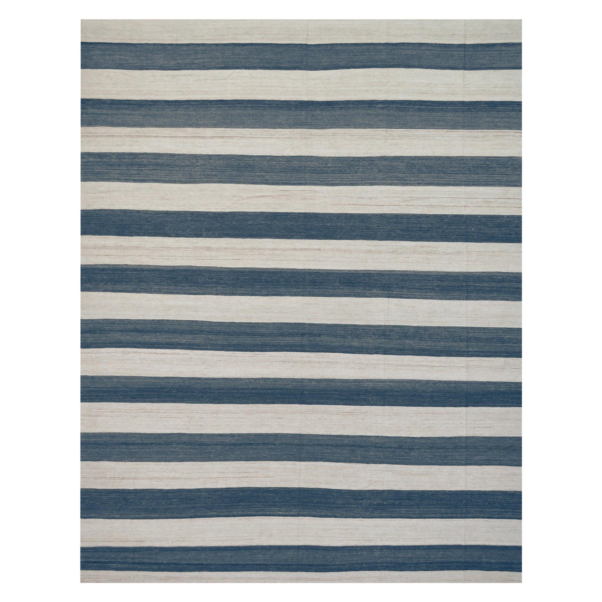 Mansour Modern Wool Handwoven Flat-Weave Striped Rug