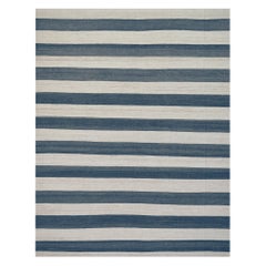 Mansour Modern Wool Handwoven Flat-Weave Striped Rug