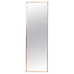 Vintage Hallway Rectangular Wall Mirror with Brass Frame and a White Edge, Italy