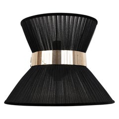 “Tiffany” Contemporary Bowtie Wall Lamp 40, Black Silk, Silvered Glass, Brass