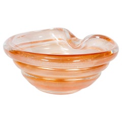 Pink Decorative Bowl in Blown Murano Glass with 24-Carat Submerged Gold, 1980s