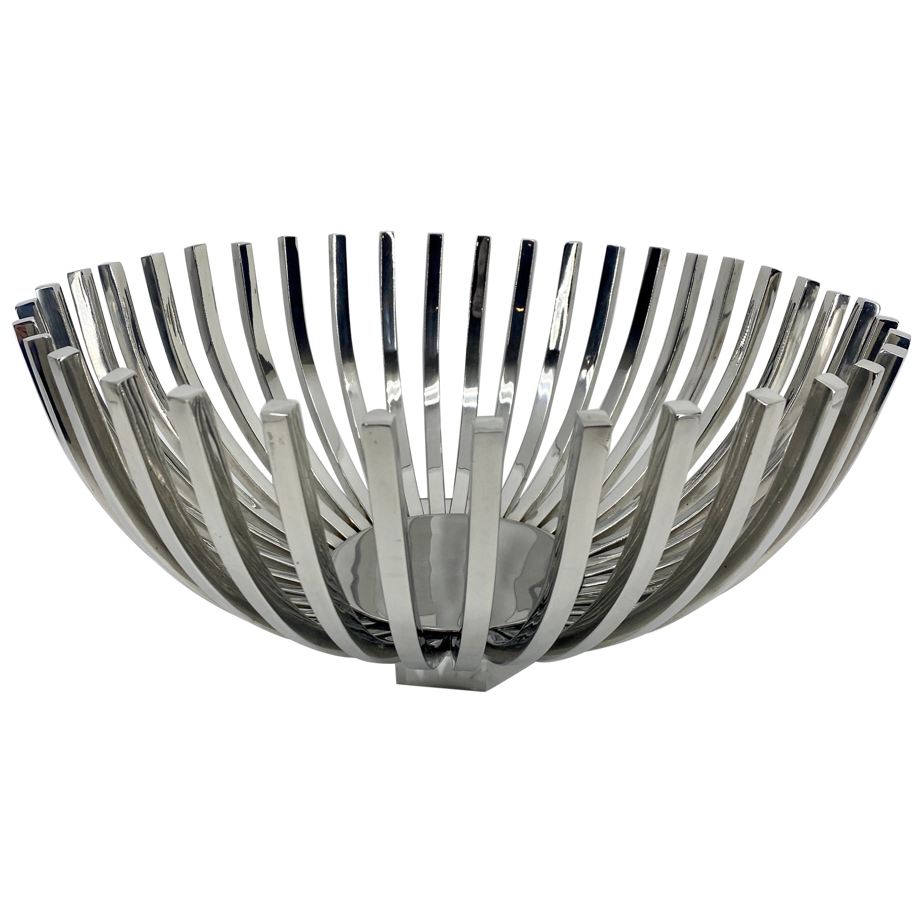 Vintage Bamboo and Brass Fruit Bowl Centerpiece, Italy, 1970s For Sale