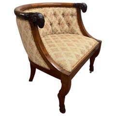 Empire Style Walnut Tub Chair in the Manner of Jacob Desmalter