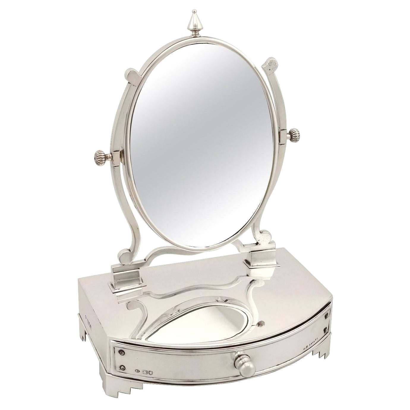 Antique English Silver Dressing Table Mirror Made in 1910 For Sale at