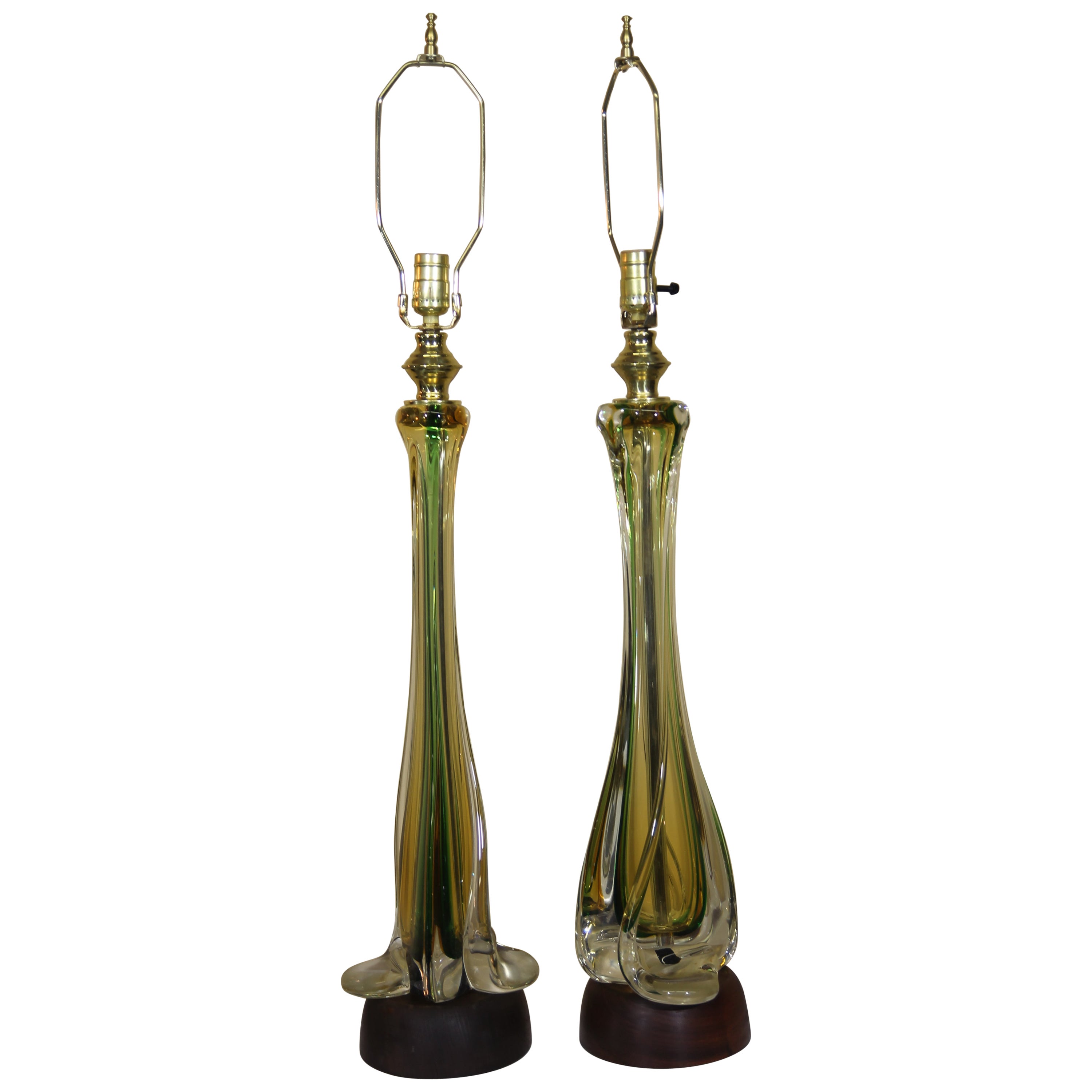 Italian Hand Blown Brass and Purple Glass Lamp For Sale at 1stDibs