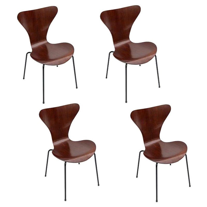 Set of Four 1960s Formiga Brazilian Jacaranda and Metal Dining Chairs For Sale