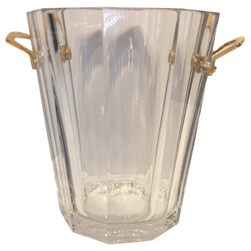 French Vintage Baccarat Heavy Crystal and Bronze Ice Bucket/Champagne