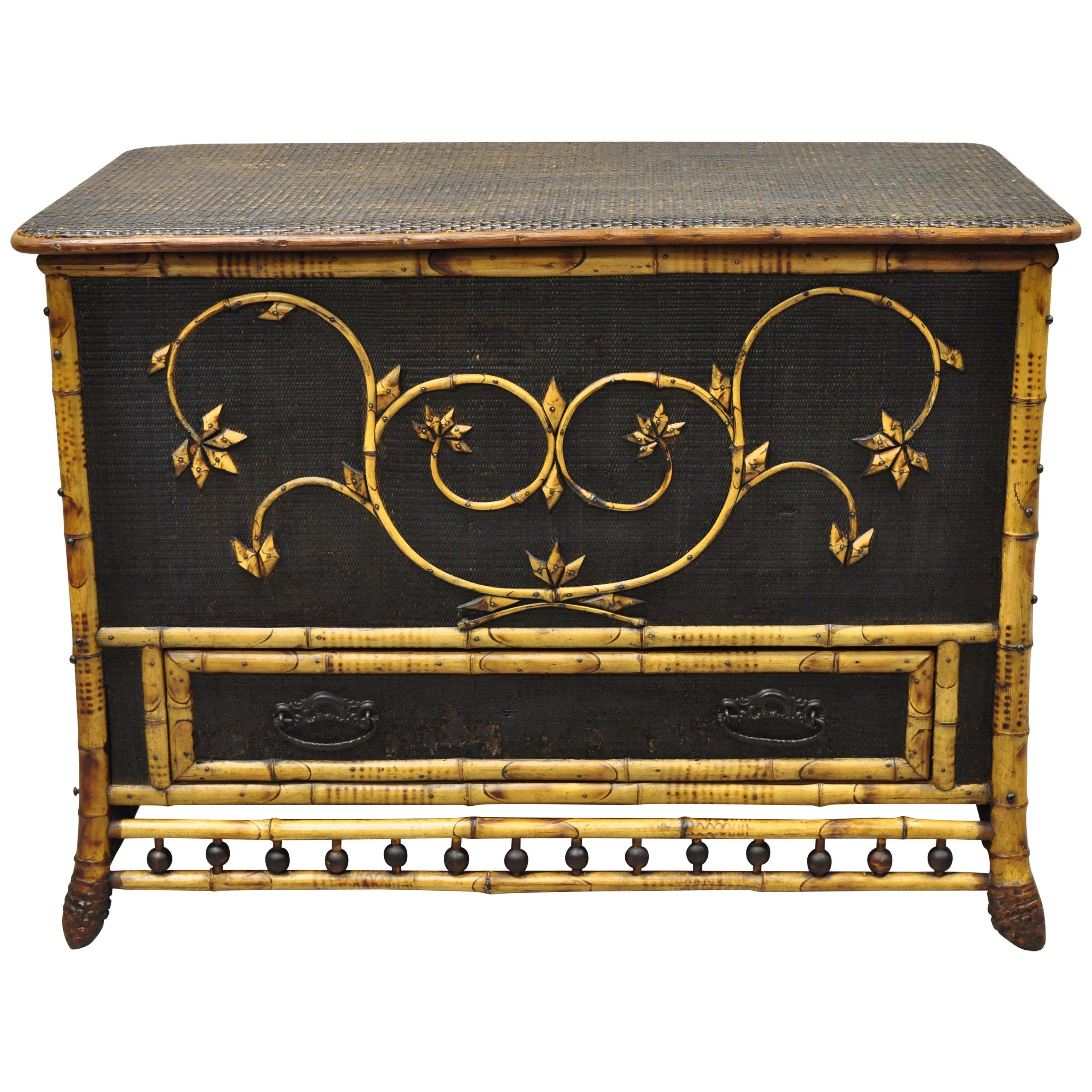 Vintage Bamboo and Wicker Chest at 1stDibs