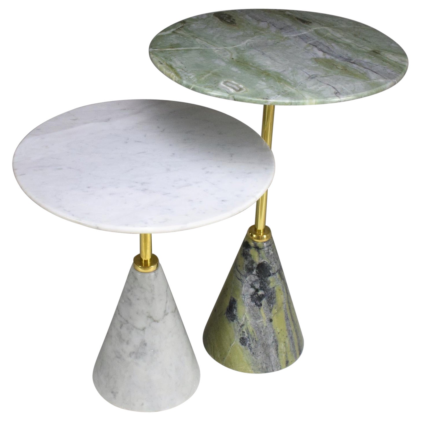 Taz-M Contemporary Brass Marble Side Table by Jonathan Amar