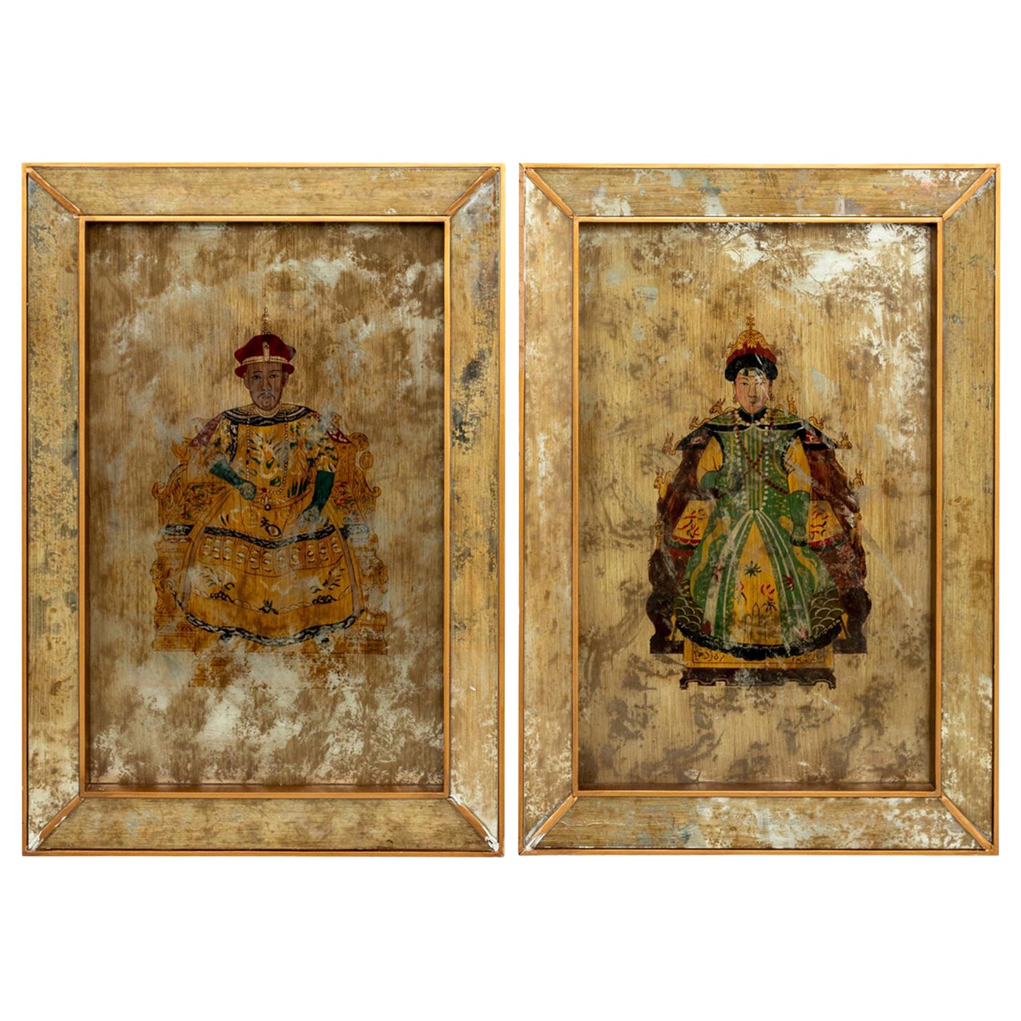 Pair of Chinese Painted Ancestor Portraits